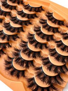 14 Pairs Of Thick, Elegant D-Shaped Curly False Eyelashes, Natural Looking Soft And Fluffy Faux Mink Lashes 3D False Eyelashes Russian Curl Eyelashes Dramatic Messy Mink Lashes Intelligent Full Lash Strip Lengthening And Curling For Beauty Makeup, Reusable For Daily And Party Use, Can Be Used As Gifts Strip Lashes, Lashes, Eyelashes, Fake Lashes - 濃密款 - 查看 7