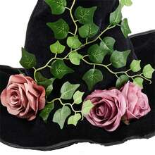 Halloween Witch Hat Gothic Flower Climbing Vine Wizard Hat Pointed Cap For Adults, Cosplay Costume Accessories - màu đen - Xem 5