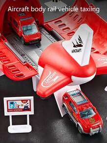 1 套玩具车辆，包括飞机模型、运输直升机、可折叠便携式消防车救援飞机玩具（含 3 辆迷你汽车和 1 架飞机），节日玩具礼物 - 彩色 - 查看 5