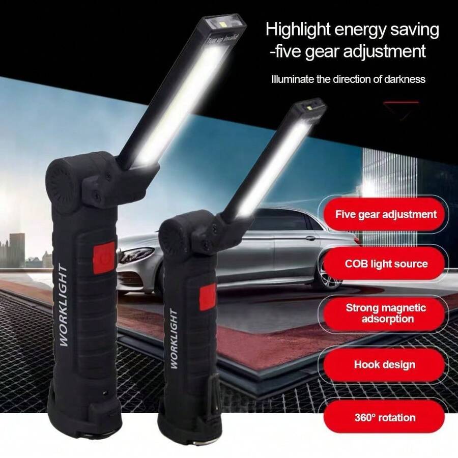 Rechargeable 360 Degree Rotating LED Work Light, Magnetic Handheld LED Work Light, Suitable For Automotive Maintenance