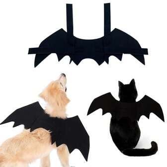 1 bucată de costum reglabil de Halloween cu aripi de liliac de pisică neagră - accesoriu moale din poliester pentru animale de companie de Halloween, potrivit pentru pisici și câini mici, perfect pentru jocuri de rol și distracție de îmbrăcat