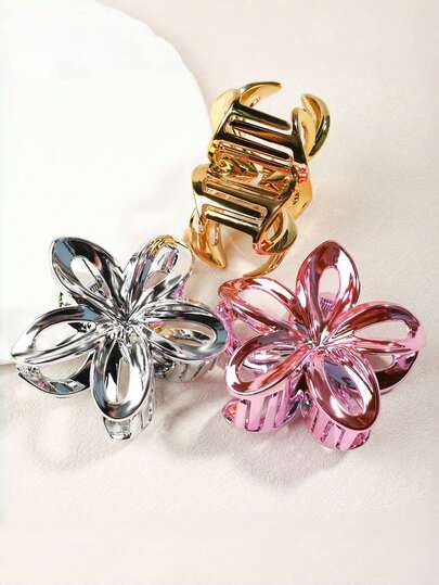 1 件/6 件紫荆花渐变色镂空发夹，女士时尚后脑勺发夹，适合度假、旅行、派对、居家、节日礼物、毕业礼物、妇女节礼物发饰花朵发夹时尚发爪夹秋季配饰