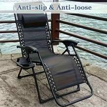 Opvouwbare stoel voor buiten met bekerhouder, kunststof armleuning met telefoonvak, duurzame kunststof mat, geschikt voor kamperen, strand, tuin en recreatiegebied, slotontwerp, zwart, opvouwbaar ontwerp, stevige structuur, perfect cadeau voor alle seizoenen (stoel niet inbegrepen)