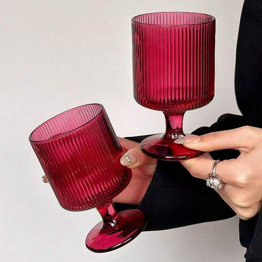6pcs/4pcs/2pcs/1pc High-Quality Heat-Resistant Glass Cup, Ruby Red Stemware, Suitable For Home Daily Use, Birthday Party, Formal Banquet, KTV, Can Hold Tea, Beverage, Coffee And More