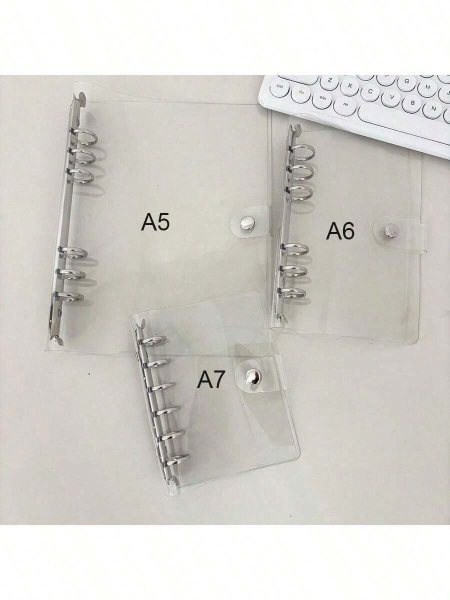 A5/A6/A7 Clear Binder Cover, 6 Holes Loose Leaf PVC Notebook Case, DIY Journal Diary Book,For School Supplies,Back To School
