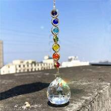 30mm Lichterkugel aus irisierendem Glas und geometrischem Metallring, handgefertigt, Sonnenfänger, Meditation, Regenbogenmacher für Balkon, Fensterbrett, Landhausdekoration