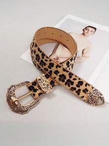 豹纹腰带，时尚高端个性化百搭亚文化复古牛仔裤装饰腰带，适合女性秋季、秋季、万圣节