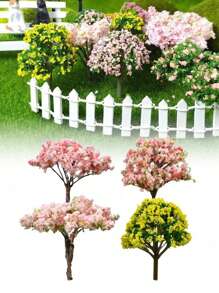 4pcs Artificial Model Trees, Miniature Tree Scene KitSimulated Plants, Garden Micro Landscape Decor, Bright PVC Artificial Green Decoration, Suitable For Aquarium, Fairy Garden And Glass Container, Colorful And Realistic Leaf Design