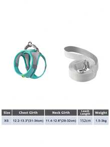 2pcs/Set Reflective Cat Dog Leash And Harness Set - Comfortable, Breathable Mesh Vest With Padded Nylon Lead For Small To Medium Breeds Pet Collars - No-Choke Design With Dual D-Ring