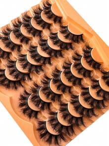 14 Pairs Of Thick, Elegant D-Shaped Curly False Eyelashes, Natural Looking Soft And Fluffy Faux Mink Lashes 3D False Eyelashes Russian Curl Eyelashes Dramatic Messy Mink Lashes Intelligent Full Lash Strip Lengthening And Curling For Beauty Makeup, Reusable For Daily And Party Use, Can Be Used As Gifts Strip Lashes, Lashes, Eyelashes, Fake Lashes - 濃密款 - 查看 4