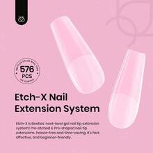 Beetles Medium Almond Nail Tips Etch X Nail Tips 12 Sizes 576PCS Half Matte Full Cover Nail Tips Gelly Tips False Nails Clear Acrylic Nails Glue On Nails DIY Nail Extension Gift For Women -It Is Important For Beauties - MediumAlmond576pcs - View 2