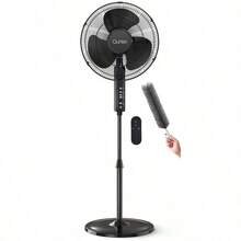 16 Pedestal Oscillating Fan With Remote Control, Stand Up Fan Adjustable Height, 3Speed, Electric Cooling Fans For Bedroom Home Offi Use