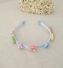 Arquinho/Tiara de cabelo com aplique de estrelas, carinhas coloridas Arco infantil alegre