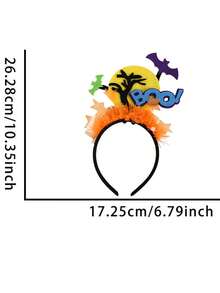 1 Stück Halloween Haarreif - Damen Party Dekoration, fluoreszierendes Kürbis- und Fledermaus-Muster, ohne Stromversorgung, geeignet für Halloween Partys, Halloween Dekorationen, Junggesellinnenabschiede und Familienfeiern