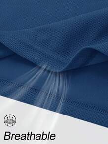 تي شيرت رياضي بأكمام قصيرة خفيف الوزن، قابل للتنفس، مرطب، مطبوع بخطوط عاكسة، بياقة دائرية أساسية بلون سادة للركض والتمارين الرياضية في الهواء الطلق