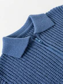 1pc Men & Teenage Boys' Solid Klein Blue Simple Casual Versatile Commute Sweater, Autumn/Winter