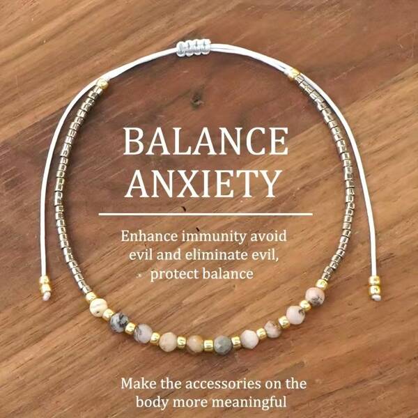 1pc Vintage Bohemian Style Anxiety Relief, Immune Boosting, Evil Repelling, Balance Bracelet - Imbue Your Accessories With Deeper Meaning (Gray Cord)