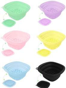 Reusable Silicone Face Ice Bath Bowl - Portable Foldable Wash Basin With Built-In Tray, Suitable For Daily Home Morning Skincare - Multicolor - View 8