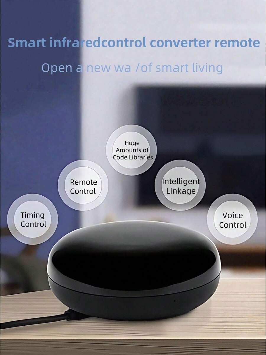 TUYA WiFi Smart IR Remote Controller Smart Home Universal Remote Blaster,One For All Control AC TV DVD CD AUD SAT Etc,Compatible With Alexa And Assistant,Smart Life APP,No Hub Required - Black - View 1