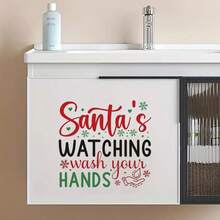 Autocolant decorativ pentru baie cu Moș Crăciun amuzant - Autocolant de perete de Crăciun cu text parodic umoristic, autoadeziv, ușor de dezlipit și lipit, autocolant de perete detașabil, decor festiv de Crăciun tip casă de la țară pentru sufragerie, bucătărie sau baie, decor de Crăciun pentru baie, decor de Crăciun