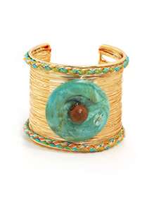 1pc Handmade Colorful Bohemian Style Wire Wrapped Open Bangle Bracelet, Fashionable For Women, Suitable For Vacation, Beach, Party And Daily Wear