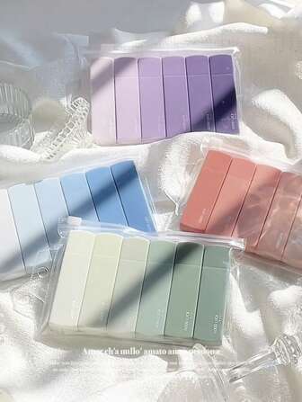 6 ชิ้น ชุดเทปแก้ไขสีเกรเดียนต์ 5มม*6ม สีขาว เครื่องมือแก้ไข สำนักงาน โรงเรียน, สำหรับอุปกรณ์โรงเรียน, กลับสู่โรงเรียน