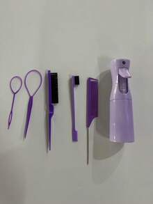 6 piezas Set de herramientas para peinado de niñas, que incluye kit de peine y botella rociadora - Adecuado para todo tipo de cabello y peinado diario, Set portátil de peinado familiar - Multicolor - Ver 7