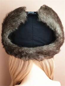 1pc Thick Thermal Lined Black Earflap Beanie Hat, Warm Winter Casual/Outdoor Sports/Skiing Wear - Black - View 4