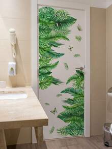 Leaf Print Wall Sticker, Stickers, Wall Decal, Vinyl Decal For Home Decorations, Spring Decoration Items Refresh Your Home, Rama Decoration Stickers Gifts Birthday Graduation - Green - View 8