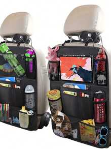 1/2 件多功能后座收纳袋，带多个口袋的汽车后座收纳袋 - 适用于汽车和 SUV 的防水收纳袋，易清洁涤纶，女士收纳袋，旅行必备品，返校宿舍收纳秋季装饰 - 彩色 - 查看 1