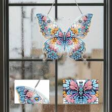 Unique Acrylic Diamond Art Butterfly Wreath - Asymmetrical Mosaic Decor, Suitable For Bedroom, Study And Home Windows - Creative Handmade Gift