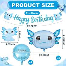 9 Pcs Axolotl Birthday Decorations Inflatable Party Supplies Include 4 Pcs Aluminum Foil Balloons 4 Round Balloons And 1 Axolotl Birthday Themed Party (Blue)2025 - 粉色 - 查看 8