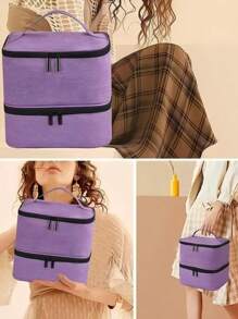 1pc Expandable Double Layer Nail Polish Bag Storage Bag, Multi-Color Large Nail Polish Storage Bag, Can Hold One Nail Art Lamp And 30 Bottles Of Nail Polish, Nail Polish Storage Bag With Nail Art Tool Storage Bag (Bag Only)Makeup Travel Toiletry Organizer Essentials Gifts Storage Zipper Accessories Nail - Multicolor - View 4