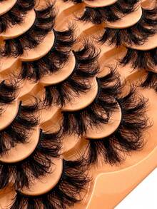 14 Pairs Of Thick, Elegant D-Shaped Curly False Eyelashes, Natural Looking Soft And Fluffy Faux Mink Lashes 3D False Eyelashes Russian Curl Eyelashes Dramatic Messy Mink Lashes Intelligent Full Lash Strip Lengthening And Curling For Beauty Makeup, Reusable For Daily And Party Use, Can Be Used As Gifts Strip Lashes, Lashes, Eyelashes, Fake Lashes - 濃密款 - 查看 8