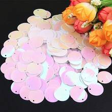 Lantejoulas redondas de 1,5 cm (15 mm) com furo lateral – Paillettes de cores misturadas AB para joias DIY, costura, decoração de vestidos (20 g, 210 unidades)