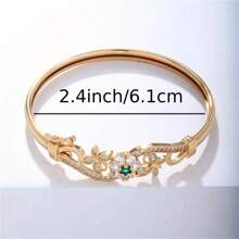 1 Fashionable, Charming, Elegant, Romantic, Retro, Simple, Atmospheric, Creative Hollow Flower Design Inlaid With Zirconia Geometric Flower Decoration Bracelet, Suitable For Women's Daily Wear, Gatherings, Dates, Bridesmaid Gifts