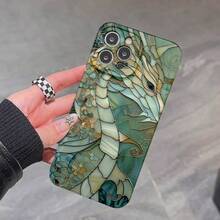 Dragon Stained Glass Pattern Full Cover Shock Protection Film Hard Shell Phone Case For IPhone 11/12/13/14/15/16/PLUS/PRO/PROMAX Unisex Gift Case Christmas Halloween Gift For Friends, Family And Loved Ones. - Mixed Colors - View 4
