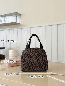 Portable Lunch Bag, Thermal Lunch Box, Bento Bag, Dinner Insulated Bag, Thickened Cute Lunch Fruit Bag For Students, Pink Leopard Print & Floral Lunch Bag, Women Insulated Cooler Bag, Autumn/Winter Fashion Leopard Print Women Wallet - Multicolor - View 10