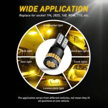 2个T10白色灯泡，24颗LED灯珠 - 安装简便 - 通用型，适用于摩托车、汽车、巴士、卡车、房间装饰，不含电池