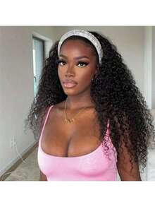 Headband Wig Human Hair Deep Wave 34 Inch Human Hair Headband Wig Glueless Curly Hair Human Hair Wigs None Lace Front Wigs Human Hair For Women Human Hair Natural Color - Natural Black - 查看 2