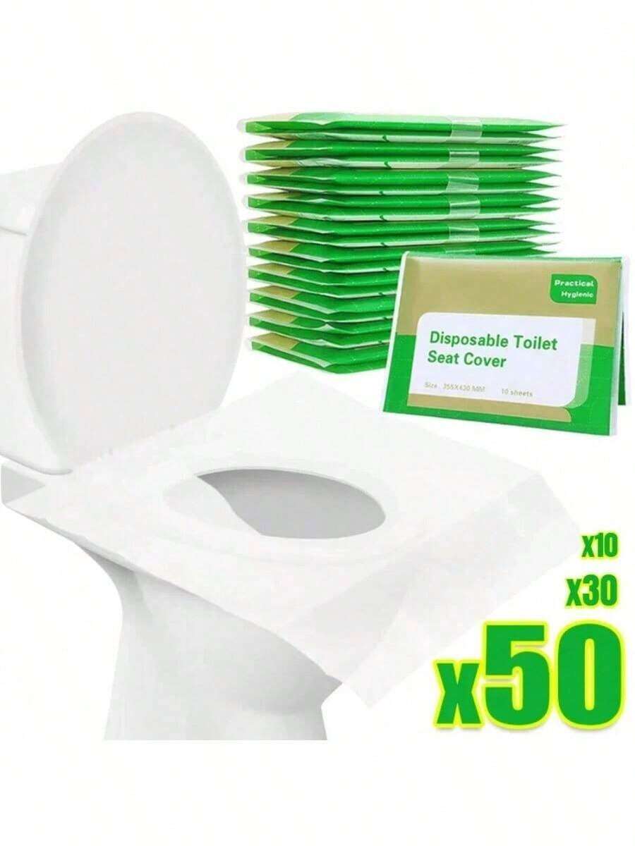 10pcs/Pack Disposable Toilet Seat Covers, Portable Travel & Camping Hotel Supplies, Waterproof Toilet Mats - Multicolor - View 1