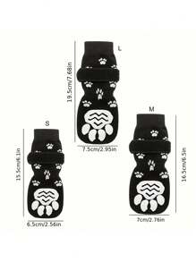 4 件防滑狗袜，柔软可调节宠物爪子保护套，狗鞋，宠物鞋，狗猫袜，防滑室内外双面宠物爪子保护套，适用于小型、中型和大型犬，黑色，透气狗爪套户外配件 - 黑色 - 查看 5