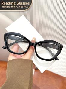 LiMiaoMiao 1 件女士猫眼复古老花镜，透明电脑放大镜，度数 +1.0 至 +4.0 - 透明 - 查看 20