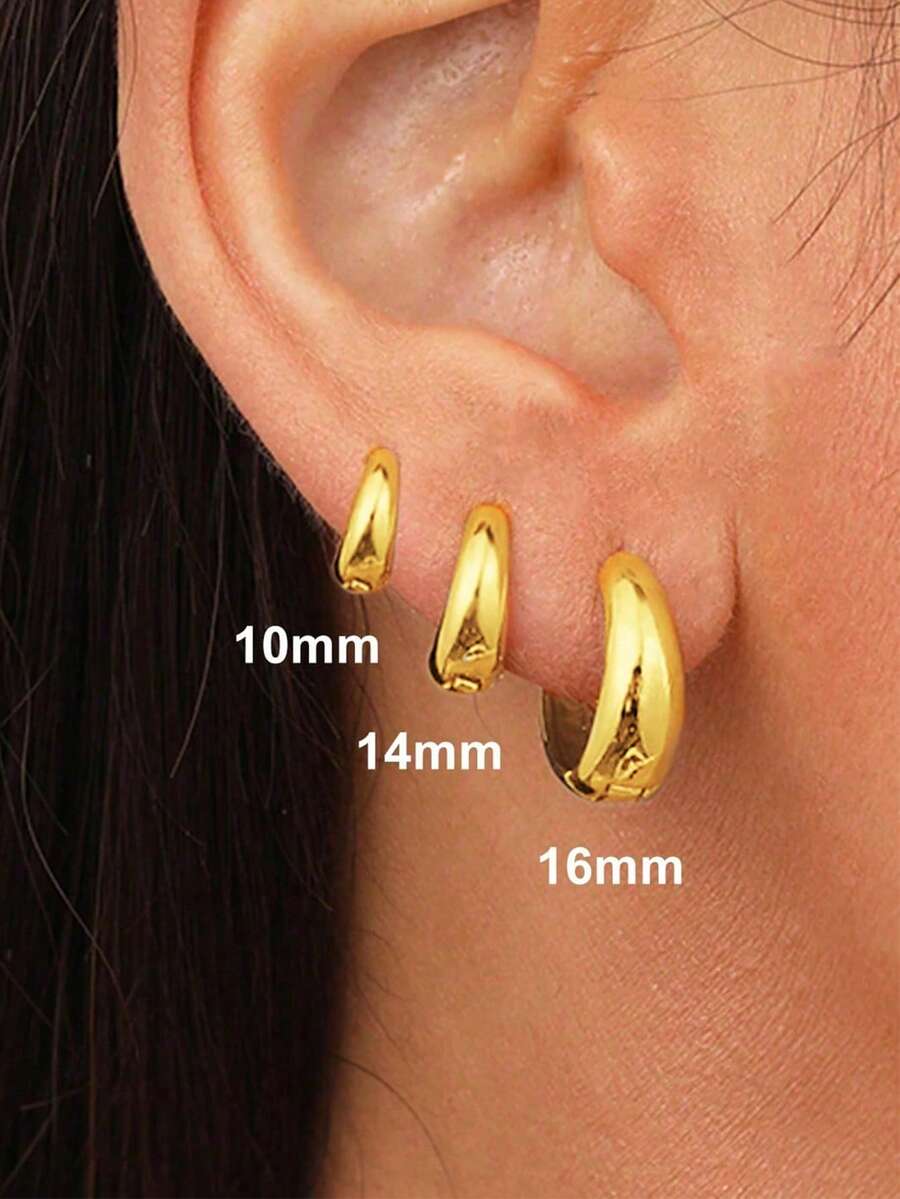 1 Đôi bông tai bạc 925 Sterling, dày 10mm-16mm, kiểu dáng tròn, quà tặng kỷ niệm/sinh nhật cho bạn gái, bông tai đeo hàng ngày và hẹn hò, trang sức tinh tế.