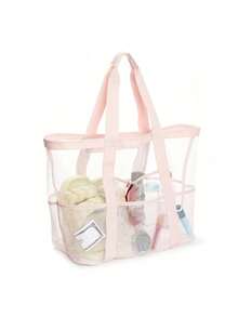 1个超大网眼沙滩包 - 防沙游泳手提袋，超大容量，适合家庭使用，可折叠轻便，带拉链和额外口袋，可装玩具和沙滩度假必需品 - 彩色 - 查看 12