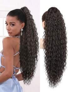 28-Inch Brown Ombre Wavy Ponytail Hair Extensions, Heat Resistant Synthetic Ponytail Wig For Daily Wear - Brown - View 5