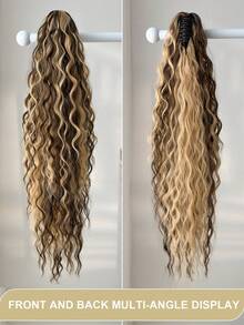 Ekstensi Rambut Ekor Kuda Model Cakar, Rambut Keriting Bergelombang, Bahan Elastis, Hitam/Cokelat, Rambut Panjang Tahan Panas 26 Inci, Cocok untuk Pesta Natal dan Halloween - Ombre Coklat - View 5