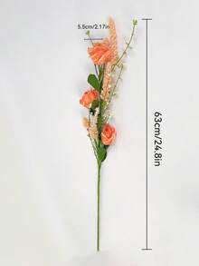 人造泡沫迷你玫瑰和麦穗花束 - 适用于卧室/客厅/婚礼/派对/餐厅装饰、情人节装饰、毕业礼物和秋季装饰。也可用于房间装饰。 - 彩色 - 查看 8