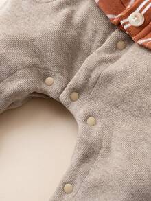 几何图案宝宝绅士服春秋长袖系带连体裤，易于穿着（适合宝宝派对和各种场合） - 亮橙色 - 查看 7