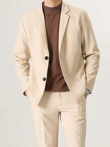 时尚简约修身休闲迷你连衣裙风格双排扣西装外套 - 卡其色 - 查看 1